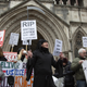 Protesters supporting Wikileaks founder Julian Assange outside the Supreme Court in London on Jan. 22, 2022.